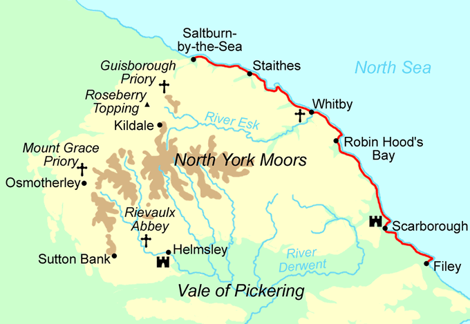 Cleveland Way Heritage Coast Walk Map by Contours Holidays