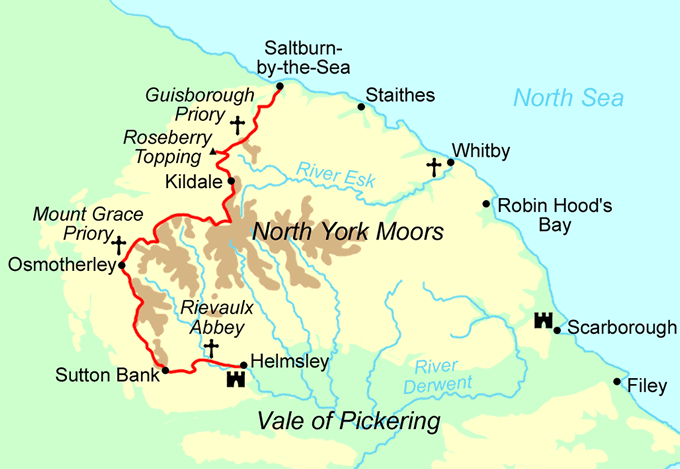 Cleveland Way - Moors Section map