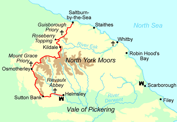 The Moors England Map Cleveland Way Through The Moors In 5 Days — Contours Walking Holidays