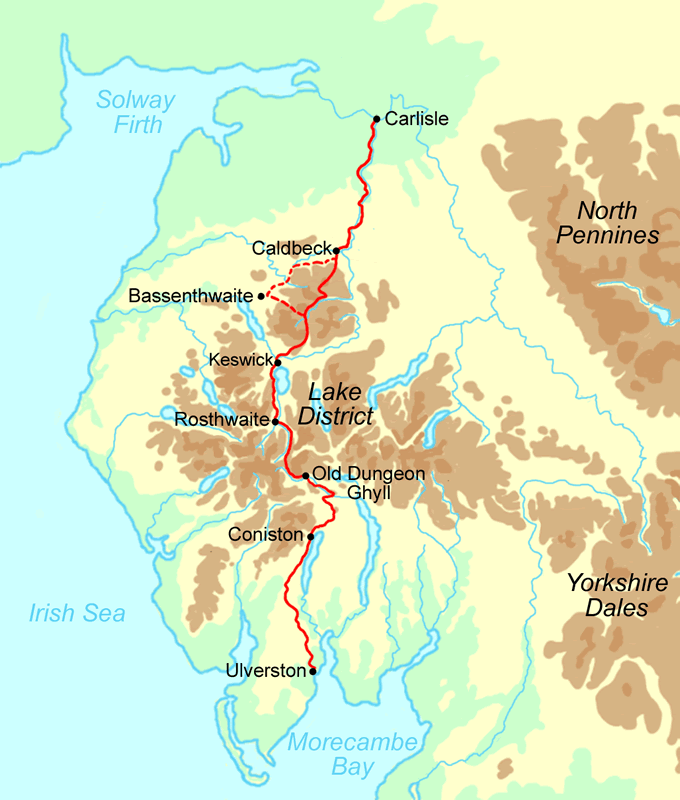 Cumbria Way map