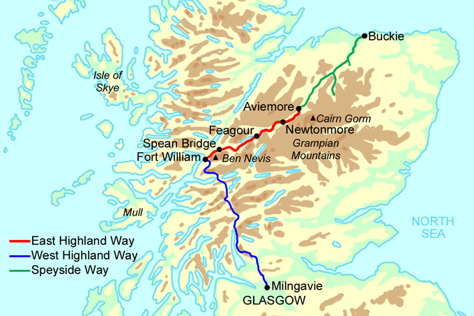 East Highland Way map