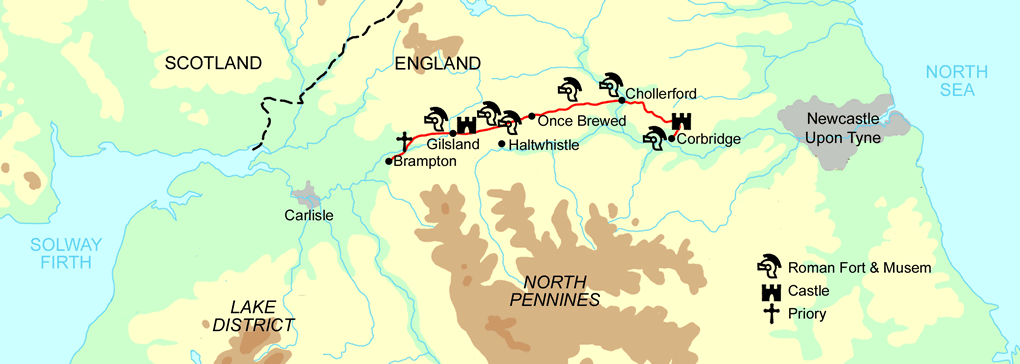Hadrian's Wall Highlights map