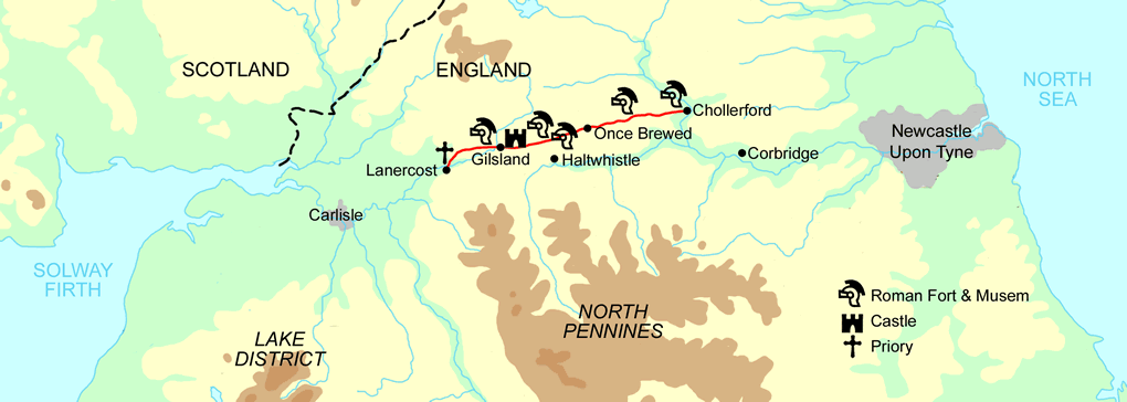 Hadrian's Wall Short Break map