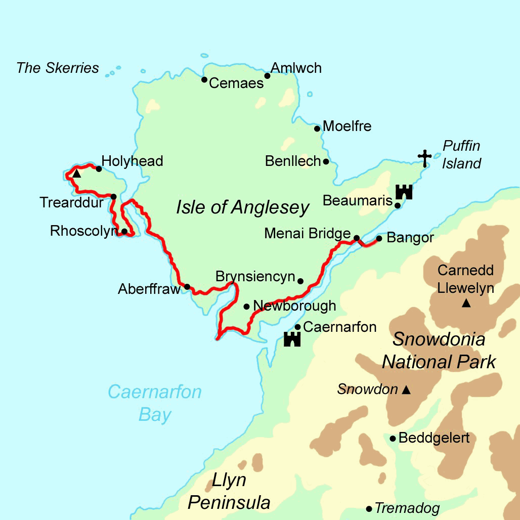 Isle of Anglesey Coast Path - South Section map