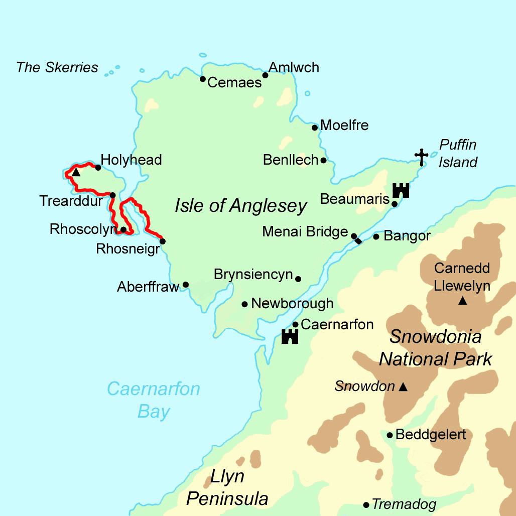 Isle of Anglesey Coast Path Short Break map