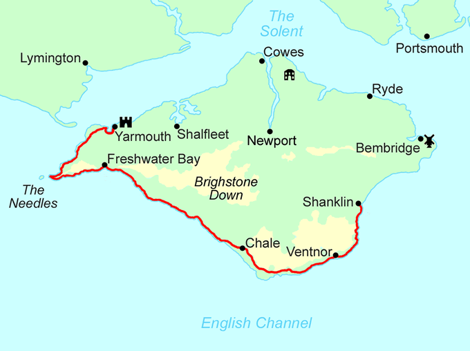 Yarmouth Isle Of Wight Map Isle Of Wight Coast Path 2-3 Day Short Break — Contours Walking Holidays