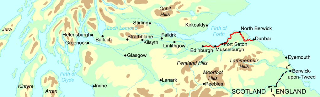 John Muir Way - East Section map
