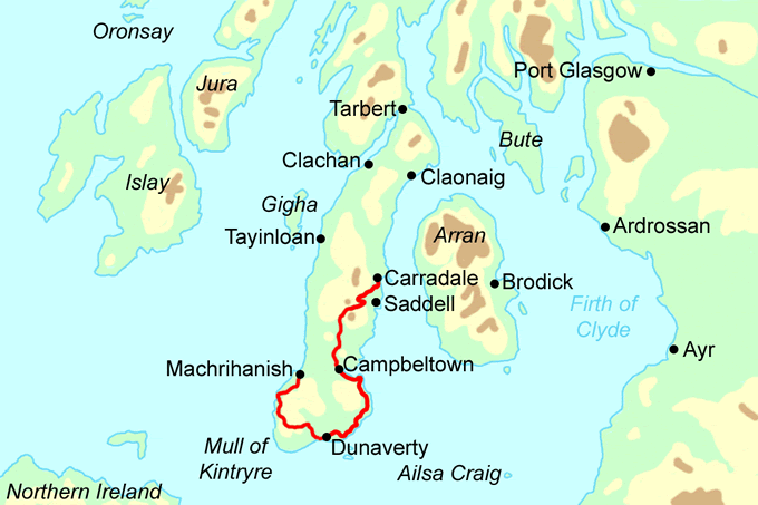 Kintyre Way - South Section map