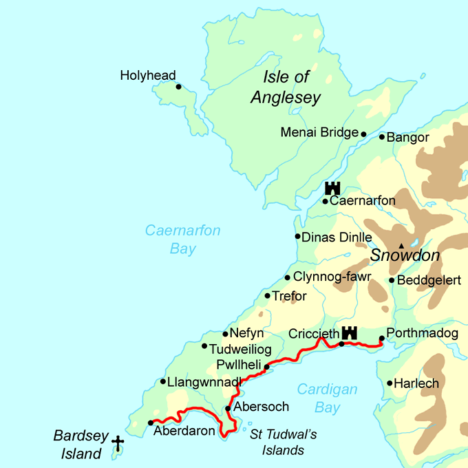 Llyn Coast Path - South Section map