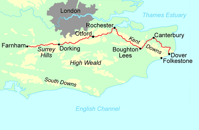 North Downs Way trail running map