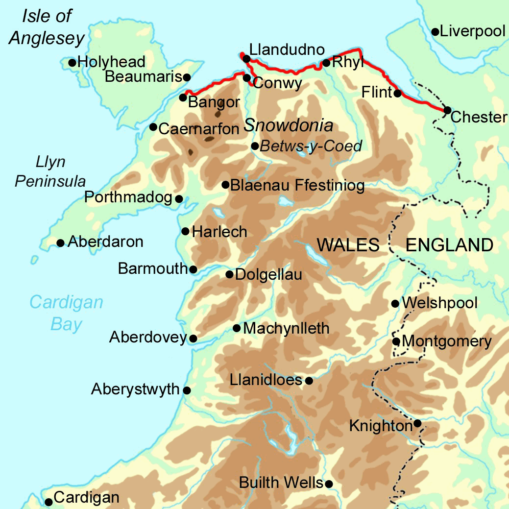 North Wales Coast Path map