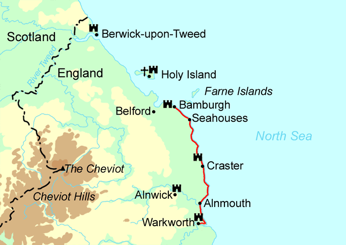 Northumberland Coast Highlights map