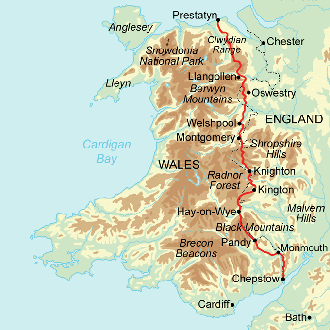 Offa's Dyke Trail Running Holiday Map