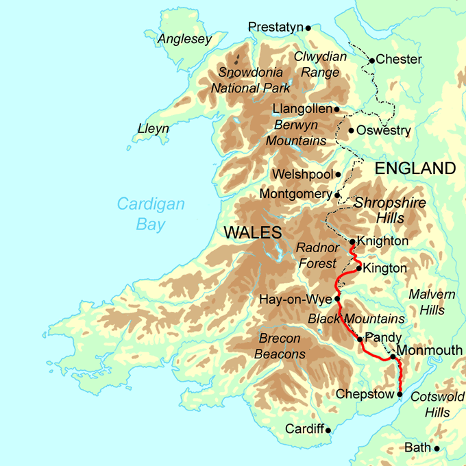 Offa's Dyke Path - South Section map