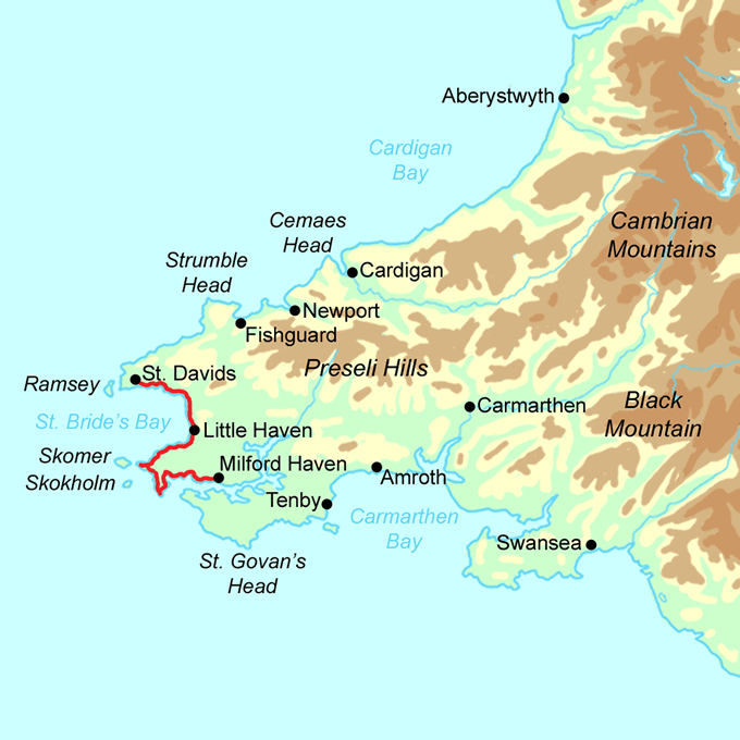 Pembrokeshire Coast Path - Central Section map