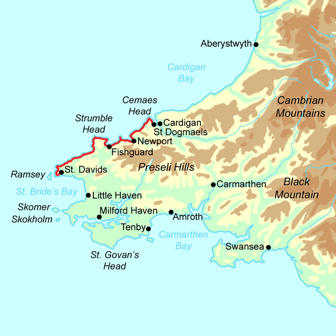 Pembrokeshire Coast Path - North Section map