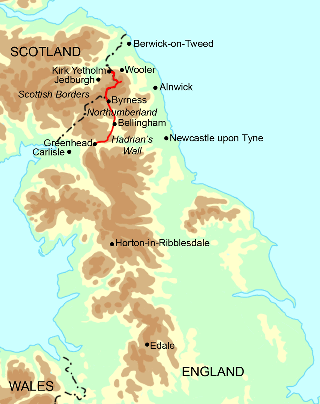 Pennine Way - North Section map