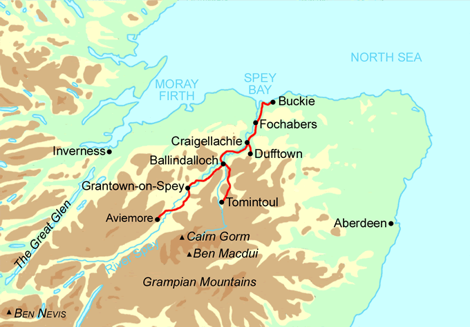 Speyside Way and Tomintoul Spur map