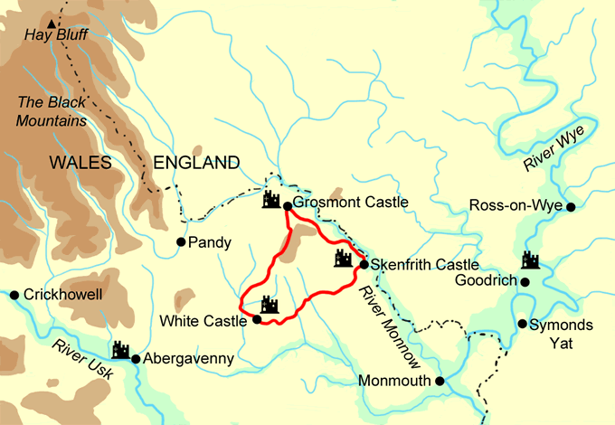 Three Castles Walk map