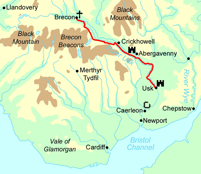 Usk Valley Walk map