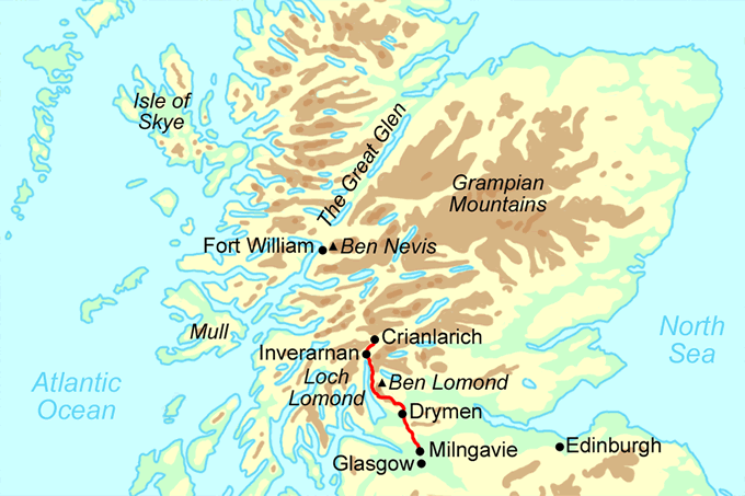 West Highland Way - South Section map