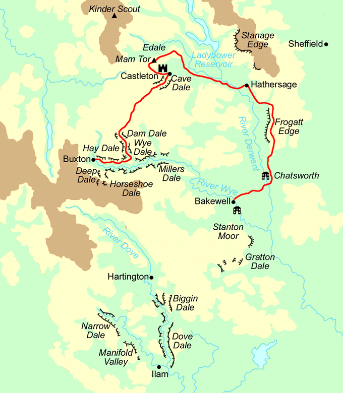 White Peak Way - North Section map