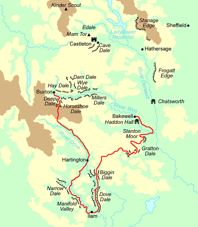 White Peak Way - South Section map